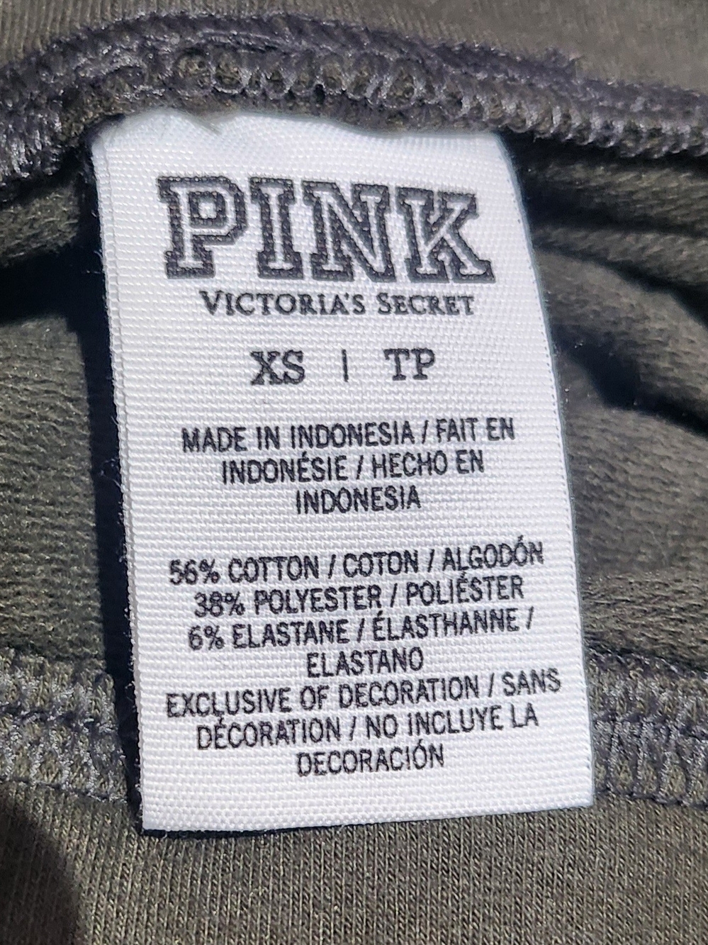 PINK Victoria's Secret Olive Green Zip Hoodie & Pants Set. Size XS. - Picture 7 of 9